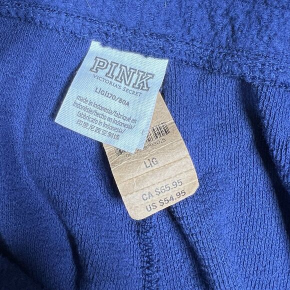 PINK Victoria’s Secret Outfit Set Sweatshirt/ Pants L/ XL Reverse Fleece Cropped - Picture 13 of 15